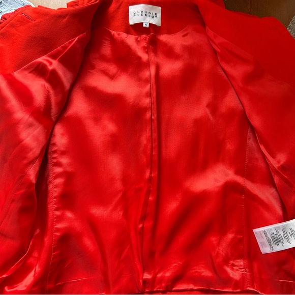 CLAUDIE PIERLOT Bright Red Frill Trim Jacket - Picture 9 of 12